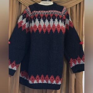 BLUE SEAS 100% Wool Vintage Icelandic Sweater-Size  Large